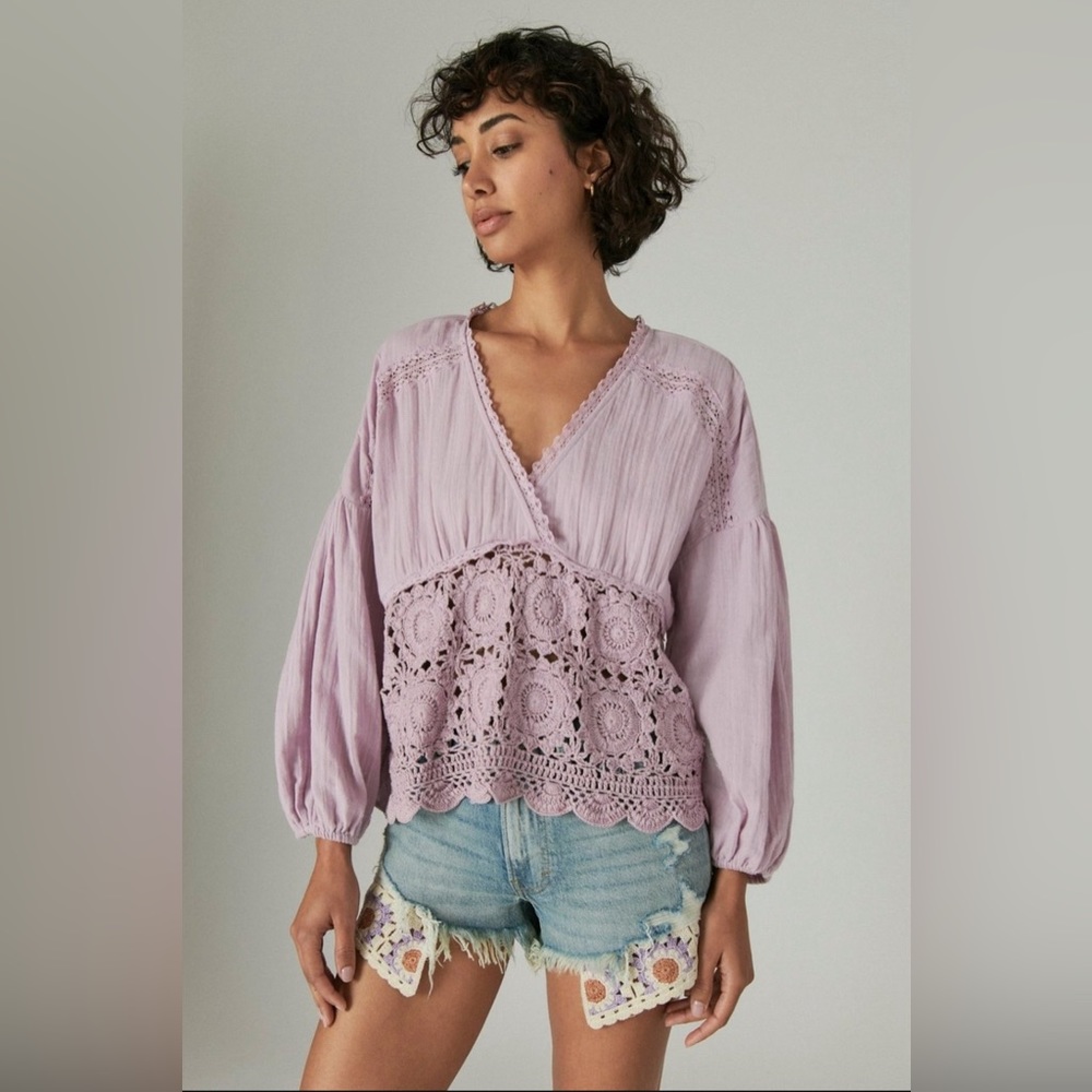 Lucky Brand tops | long sleeve crochet top
